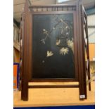 A CHINESE EBONISED SHINWARA SCREEN WITH MOTHER OF PEARL DECORATION