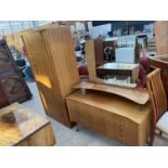 A RETRO TEAK MID 20TH CENTURY TWO PIECE BEDROOM SUITE COMPRISING TWO DRAWER DRESSING CHEST AND