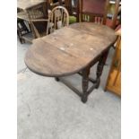 A MINIATURE OAK JACOBEAN STYLE DROP-LEAF TABLE