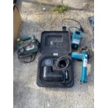 A CAR COMPRESSOR, A MAKITA 9.6V CIRCULAR SAW AND A BOSCH JIGSAW