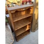 AN OPEN FOUR DIVISION PINE BOOKCASE, 30" WIDE