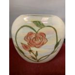 A HAND PAINTED AND SIGNED IN GOLD ANITA HARRIS PINK ROSE VASE