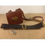 AN AMERICAN CIVIL WAR CONFEDERATE RE-ENACTMENT LEATHER BAG AND A BLACK BELT (2)