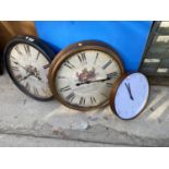 TWO LARGE VINTAGE STYLE WALL CLOCKS