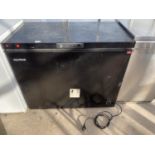 A BLACK RUSSELL HOBBS CHEST FREEZER BELIEVED IN WORKING ORDER BUT NO WARRANTY