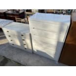 TWO WHITE PAINTED CHESTS OF DRAWERS