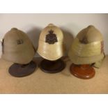 THREE BOER WAR RE-ENACTMENT BRITISH HELMETS