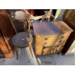 A 19TH CENTURY MAHOGANY BOWFRONTED COMMODE CHEST, 24" WIDE (LACKING CHAMBER POT) AND A BENTWOOD