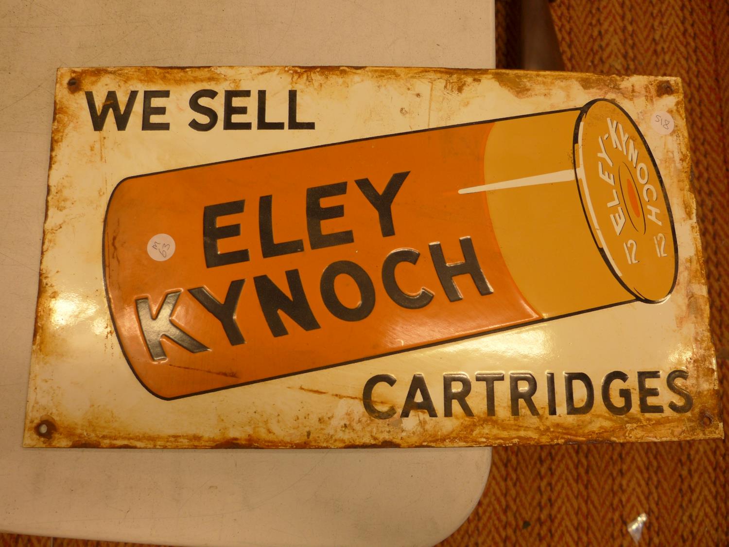 A ELEY KYNOCH CARTRIDGES ENAMEL SIGN, 26.5x46.5CM