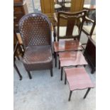 AN UNUSUAL PATENTED 'PLY-FIBRE FURNITURE' BEDROOM CHAIR AND MODERN NEST OF THREE TABLES