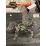 A CRYSTAL GLASS SCULPTURE OF A WINGED HORSE