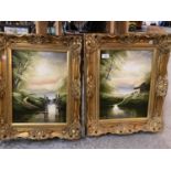 TWO GILT FRAMED OIL ON CANVAS SIGNED