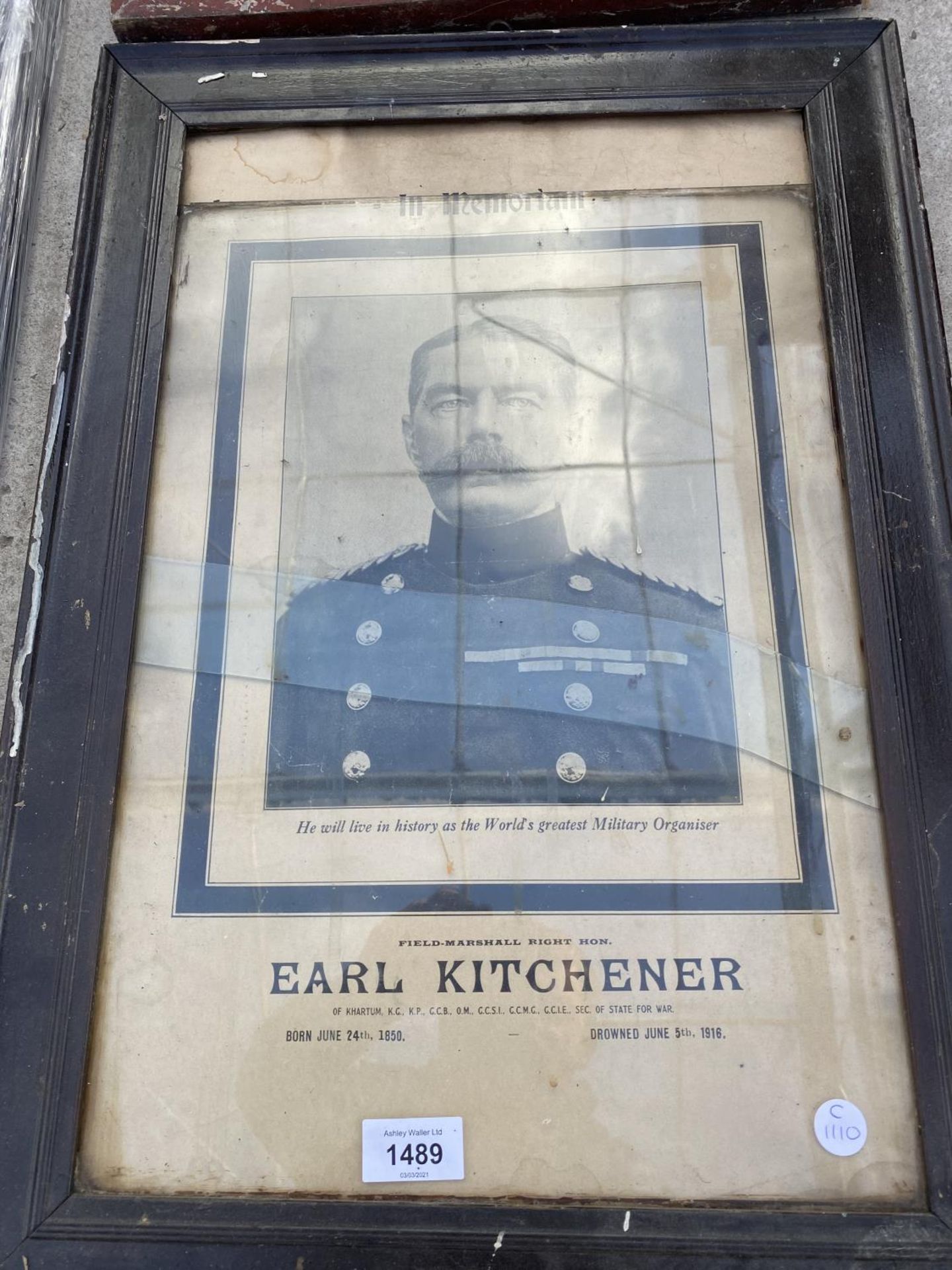 A VINTAGE WOODEN WIMBLEDON SIGN AND A FURTHER VINTAGE 'EARL KITCHENER' POSTER - Image 2 of 3