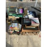 A LARGE QUANTITY OF HOUSEHOLD CLEARANCE ITEMS TO INCLUDE A TIFFANY STYLE LAMP SHADE ETC