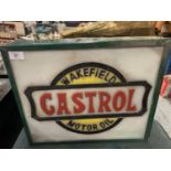 AN ILLUMINATED 'CASTROL' SIGN