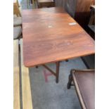 A RETRO TEAK DROP-LEAF DINING TABLE