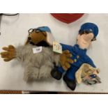 TWO SOFT TOYS BEING POSTMAN PAT AND WELLINGTON WOMBLE