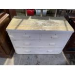 A PAINTED PINE CHEST OF TWO SHORT AND TWO LONG DRAWERS, 42" WIDE