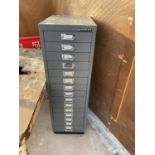 A BISLEY 15 DRAWER METAL STORAGE UNIT