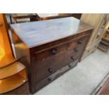 A 19TH CENTURY MAHOGANY CHEST OF TWO SHORT, THREE LONG DRAWERS AND TWO SECRET FRIEZE DRAWERS, 48"