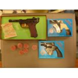 TWO BOXED BLANK FIRING PISTOLS, WITH SPARE AMMUNITION AND A BOXED REPLICA LUGER