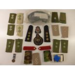 A COLLECTION OF MILITARY SHOULDER TABS, LIFE SAVING MEDALS AND GOGGLES DATED 1974, ROYAL MARINES