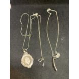 THREE SILVER NECKLACES WITH PENDANTS