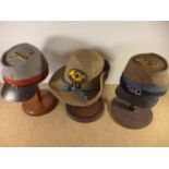 THREE RE-ENACTMENT AMERICAN CIVIL WAR CONFEDERATE KEPI