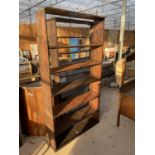 AN OPEN PAINTED SIX TIER BOOKCASE, 44" WIDE