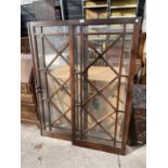 A PAIR OF MAHOGANY ASTRAGAL GLAZED BOOKCASE DOORS, 25x56" EACH