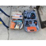 AN ASSORTMENT OF POWER TOOLS TO INCLUDE SANDERS AND DRILLS ETC