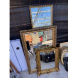 THREE VARIOUS SIZED GILT FRAMED MIRRORS