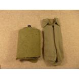 A BRITISH WORLD WAR I WATER BOTTLE AND A CANVAS POUCH (2)