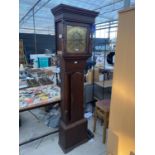 A 19TH CENTURY OAK AND CROSSBANDED BRASS FACED LONGCASE CLOCK (BRANDRETH, MIDDLEWICH)