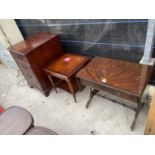 A MINIATURE SOFA TABLE, LAMP TABLE AND OFFICE FILING CHEST