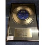 A FRAMED LIMITED EDITION GOLD DISC 1/1 'DELILAH' BY TOM JONES