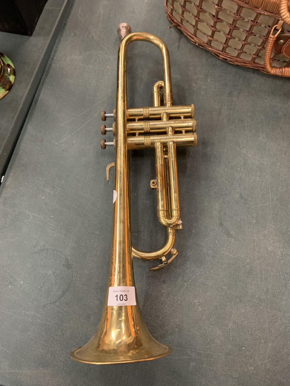 A CORTON BRASS TRUMPET