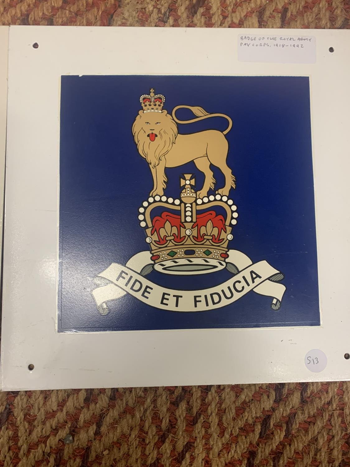 TWO ENAMEL SIGNS, 8TH INFANTRY BRIGADE AND ROYAL ARMY PAY CORPS, 30x30CM (2) - Image 2 of 4