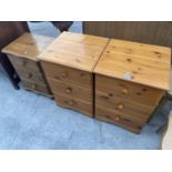 A PAIR OF MODERN PINE THREE DRAWER CHESTS AND SMALLER CHESTS