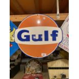 A METAL CIRCULAR 'GULF' SIGN