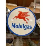 A METAL CIRCULAR 'MOBILGAS' SIGN