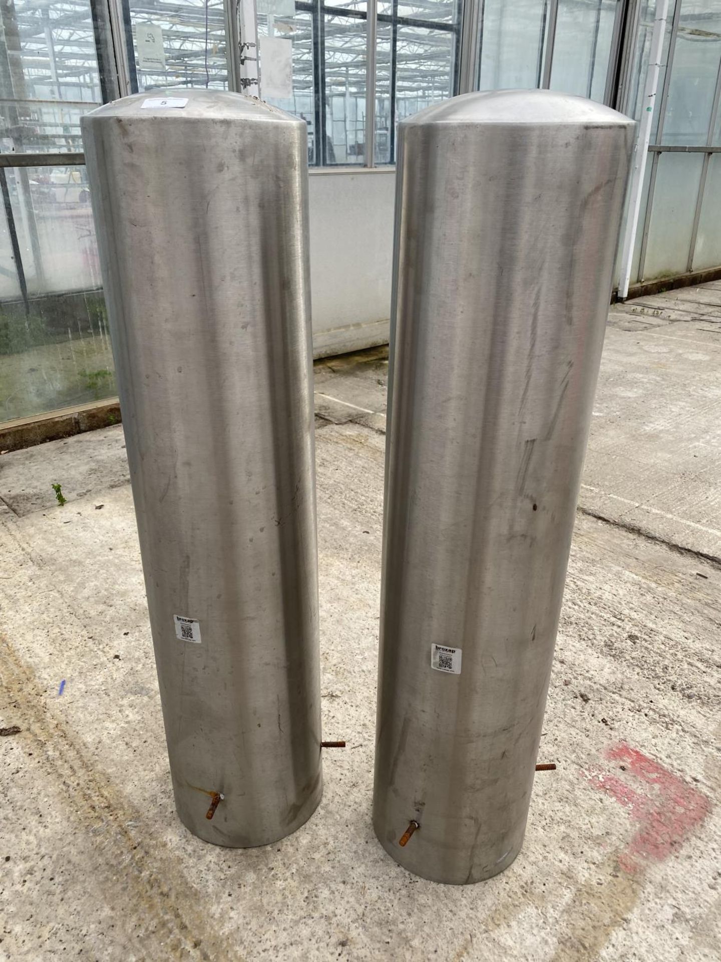 TWO BOLLARDS 41" HIGH 10" DIAMETER - NO VAT