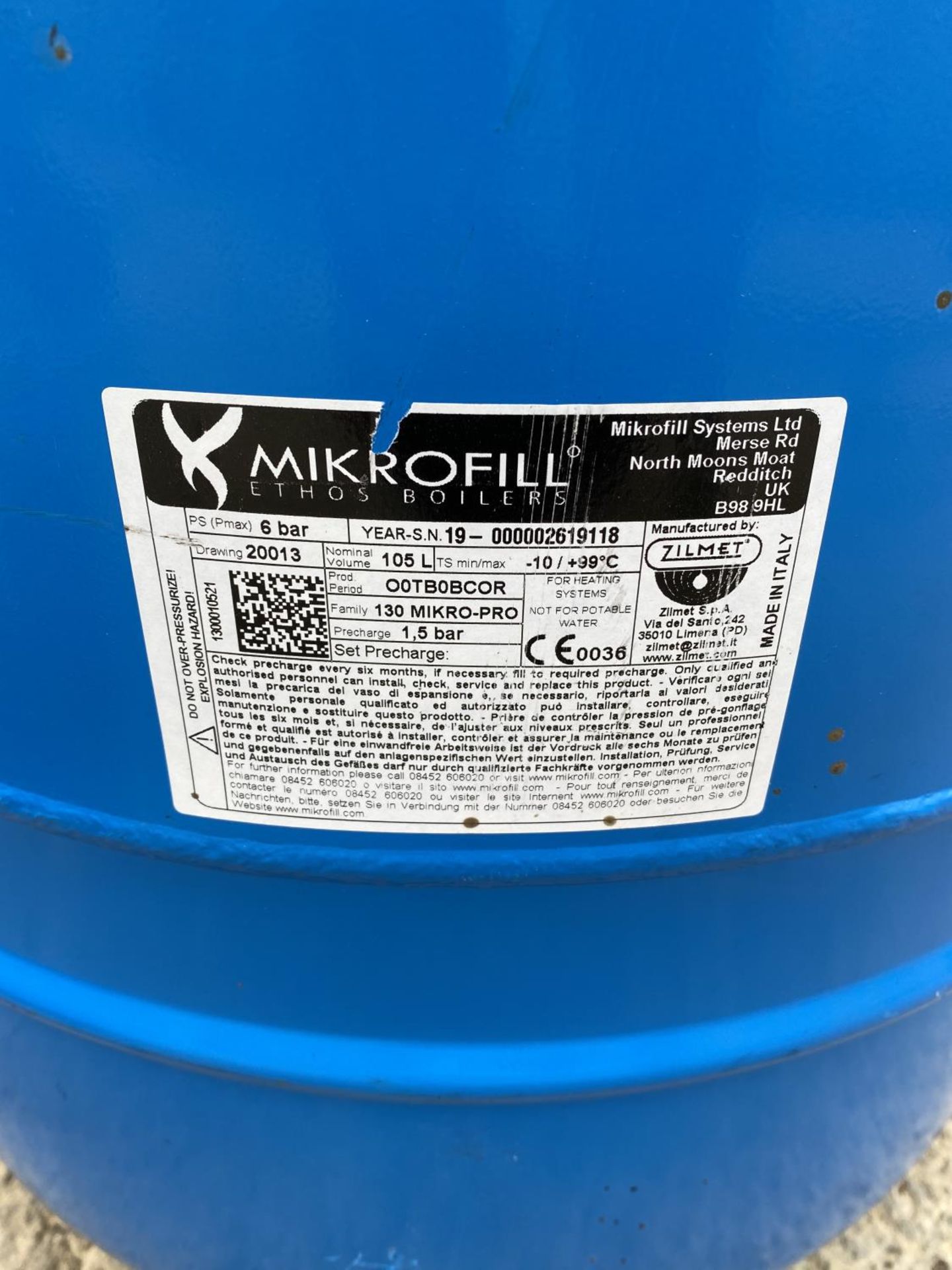 A MIKRO FILL CANISTER 26" HIGH 5'3" CIRCUMFERENCE NO VAT - Image 2 of 4