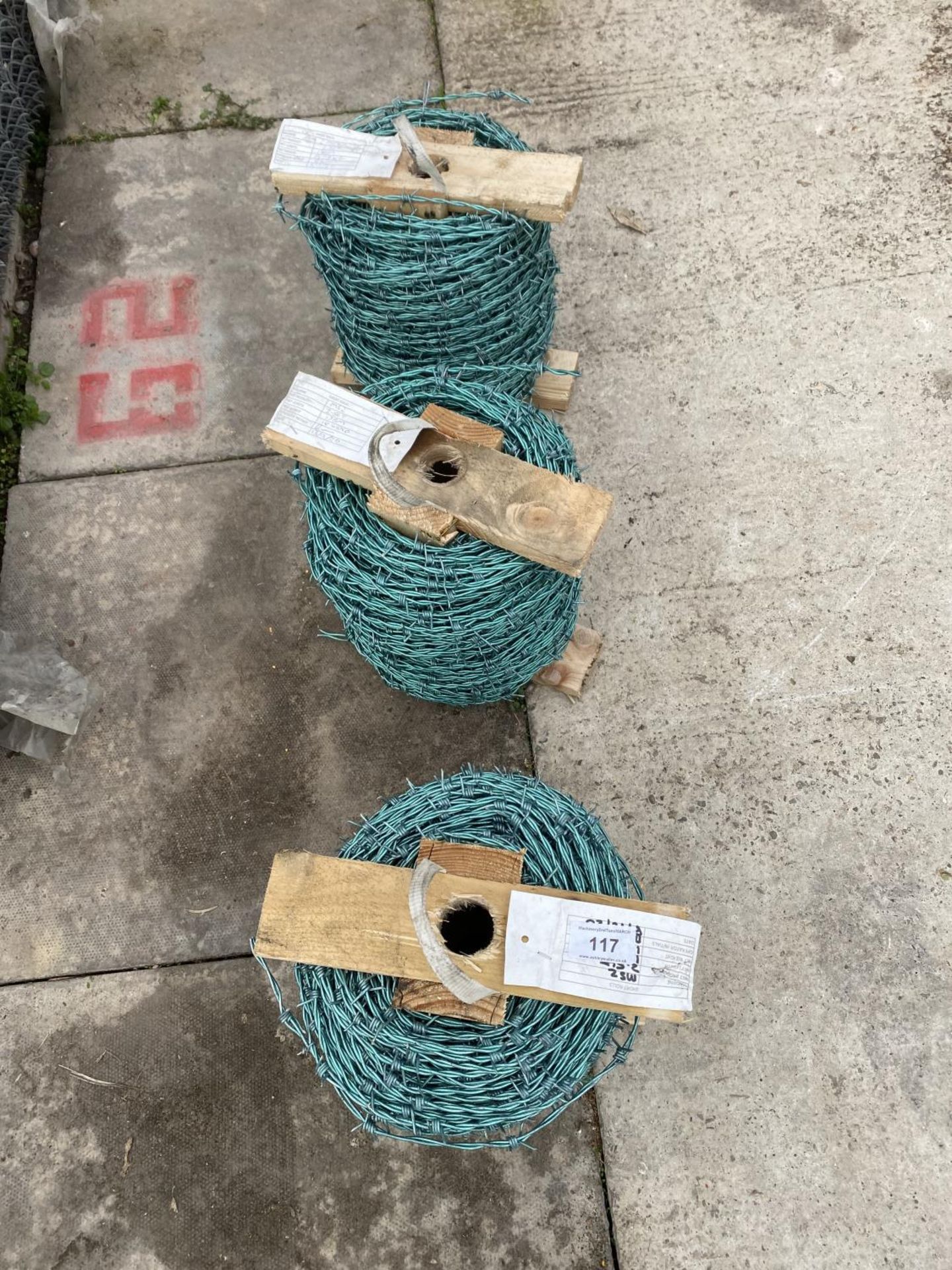 THREE ROLLS OF BARBED WIRE + VAT