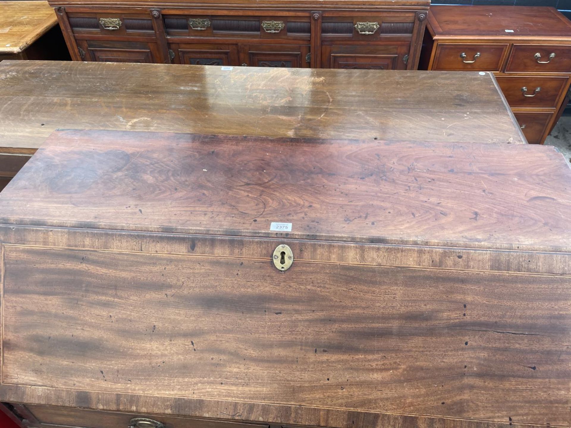A GEORGE III MAHOGANY FALL FRONT BUREAU WITH FITTED INTERIOR, 45" WIDE - Image 2 of 7