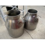 TWO 'FULLWOOD' STAINLESS STEEL MILKING BUCKETS