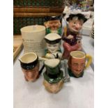 A SELECTION OF CHARACTER JUGS TO INCLUDE A CROWN DEVON 'JOHN PEEL' MUSICAL MUG