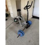 AN EXERCISE BIKE, WEIGHT LIFTING BAR AND STEP LADDER THIS ITEMS TO BE COLLECTED FROM THE WAREHOUSE
