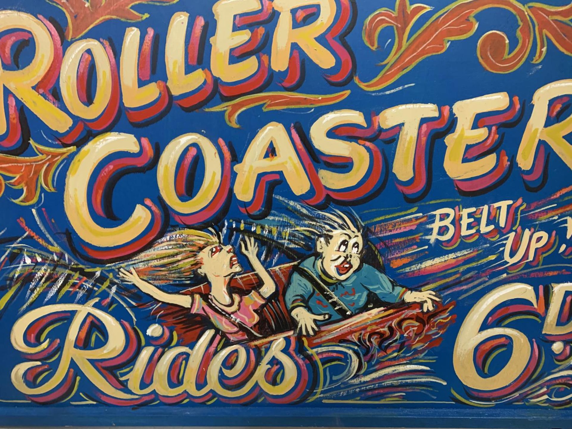 A LARGE WOODEN ROLLER COASTER SIGN 79CM X 54CM - Image 3 of 6