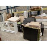 TWO BAYS OF ASSORTED ITEMS TO INCLUDE A QUANTITY OF INTERNAL DOORS, SOFAS AND BEDS ETC (DOES NOT